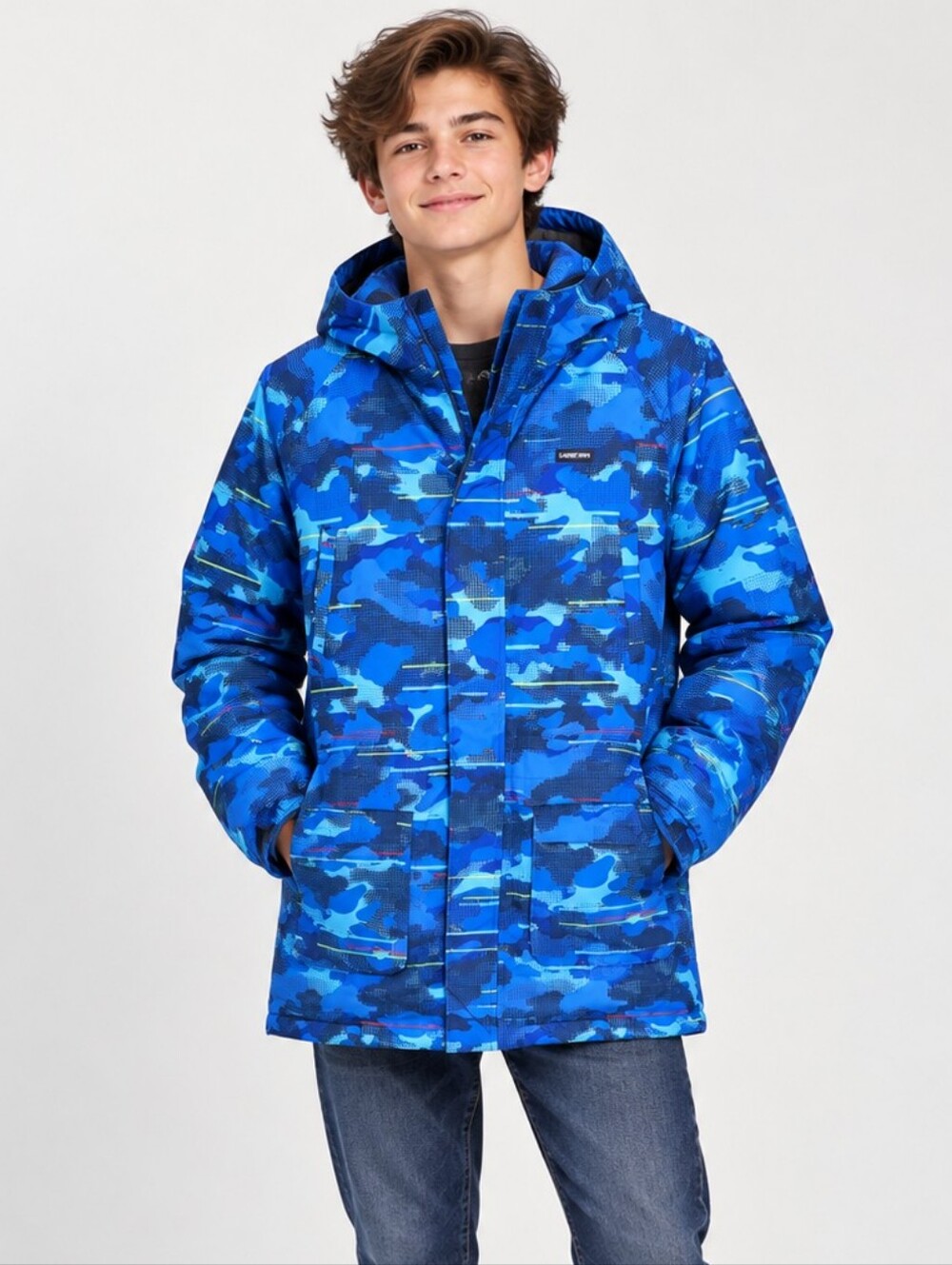 Waterproof Like New Lands' End Boys Insulated Winter Parka Fleece Hooded CamoXXL